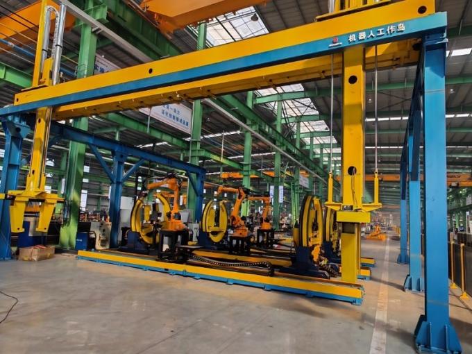 Yellow gantry robots in finishing bay
